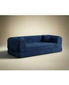 Marineblaues 3-Sitzer-Schlafsofa - L. 190 cm x T. 90 cm x H. 36 cm