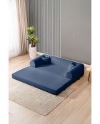 Marineblaues 3-Sitzer-Schlafsofa - L. 190 cm x T. 90 cm x H. 36 cm