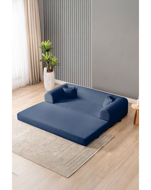 Marineblaues 3-Sitzer-Schlafsofa - L. 190 cm x T. 90 cm x H. 36 cm