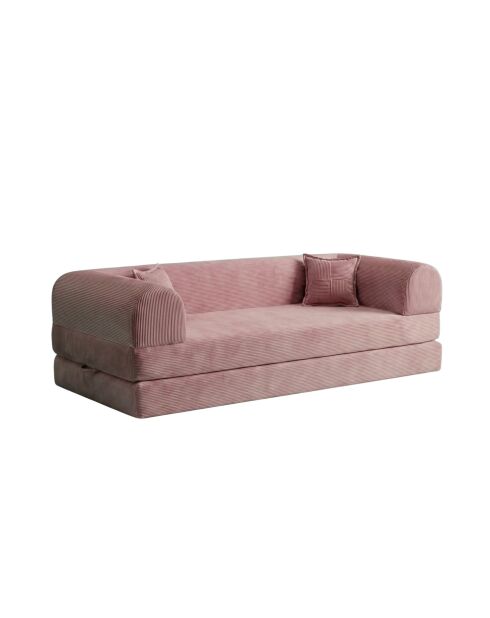 Canapé-lit 3 places Écovert rose - l . 190 cm x P. 90 cm x H . 36 cm
