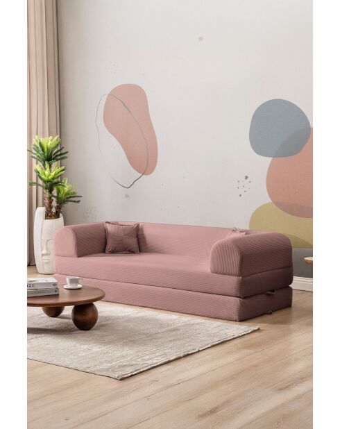 Canapé-lit 3 places Écovert rose - l . 190 cm x P. 90 cm x H . 36 cm