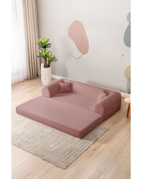 Canapé-lit 3 places Écovert rose - l . 190 cm x P. 90 cm x H . 36 cm