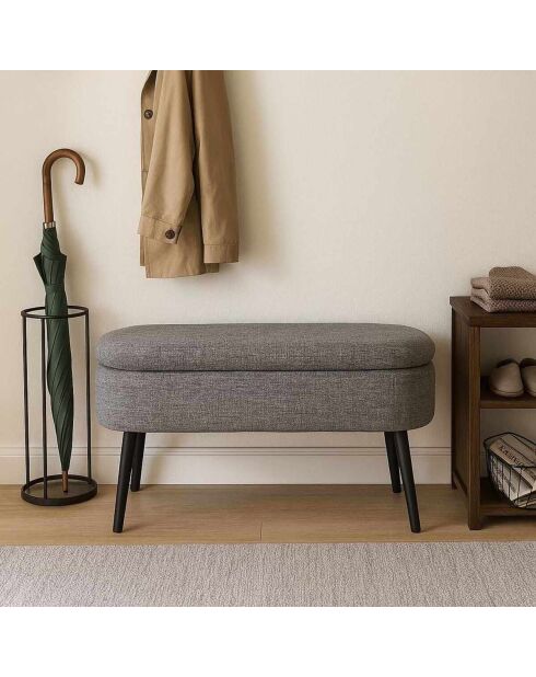 Banc Lin Oslo gris - l . 90 cm x H. . 46 cm x P. 35 cm