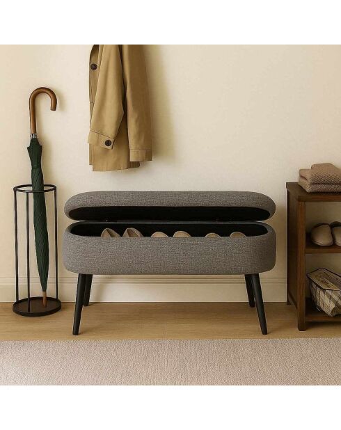 Banc Lin Oslo gris - l . 90 cm x H. . 46 cm x P. 35 cm
