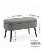 Banc Lin Oslo gris - l . 90 cm x H. . 46 cm x P. 35 cm