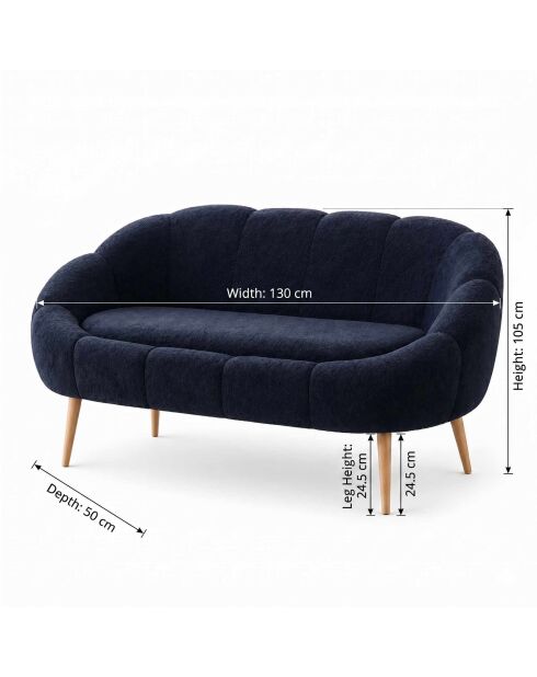 Lida 2-zitsbank antraciet - l. 130 cm x H. 105 cm x D. 50 cm