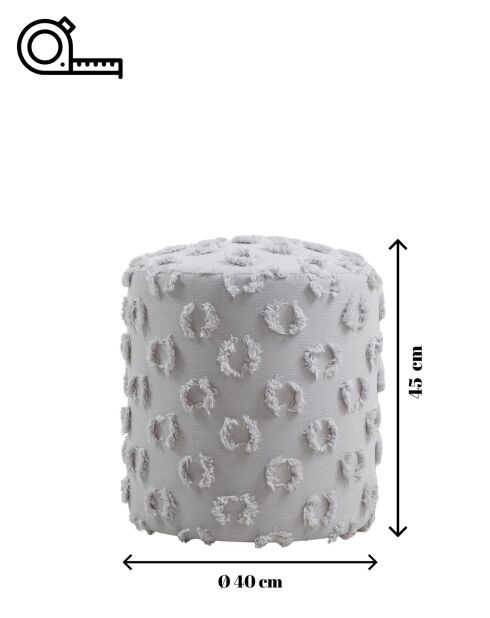 Petit pouf Astrid gris - l.40 cm x H. 45 cm x P. 40 cm