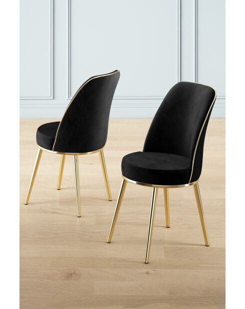Set aus 2 schwarzen goldenen Pefa-Stühlen — L.45 cm x H. 91 cm x T. 42 cm
