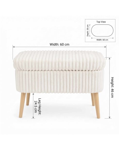 Banc Lin Mini Oslo crème Toscano - l . 60 cm x H. . 46 cm x P. 35 cm