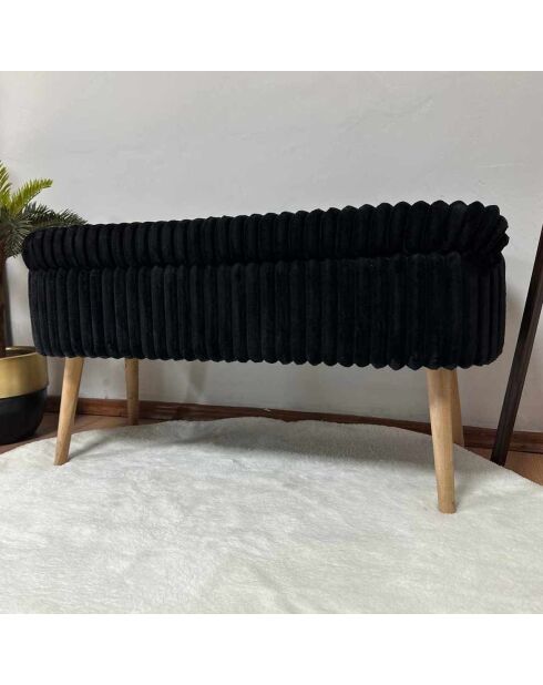 Toscano zwarte linnen bank Oslo - l. 90 cm x H. 46 cm x D. 35 cm