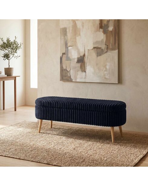 Toscano zwarte linnen bank Oslo - l. 90 cm x H. 46 cm x D. 35 cm