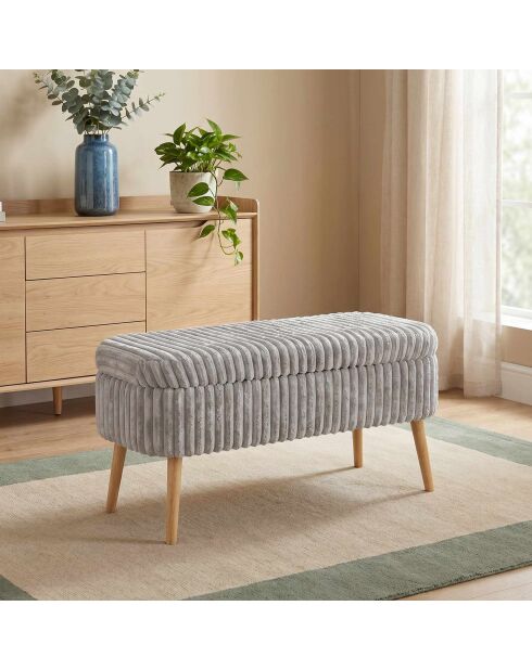 Panca in lino Oslo grigio toscano - l. 90 cm x H. 46 cm x P. 35 cm