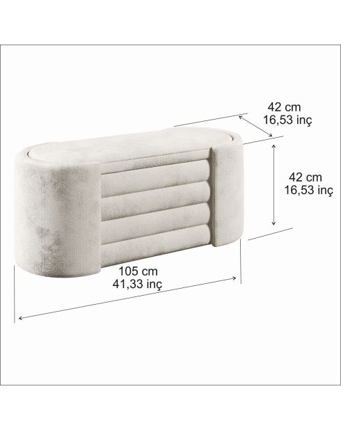 Rosa Sitzbank in cremefarbener Box, B. 105 cm x H. 42 cm x T. 42 cm