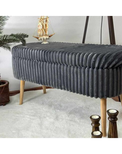 Panca Toscano Oslo Linen Antracite - L 90 cm x H 46 cm x P 35 cm