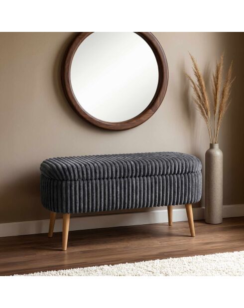 Panca Toscano Oslo Linen Antracite - L 90 cm x H 46 cm x P 35 cm