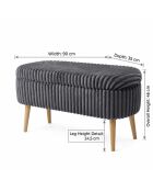 Banco Oslo Linen Toscano, color antracita, 90 cm de ancho x 46 cm de alto x 35 cm de profundidad