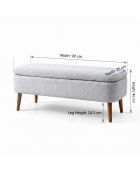 Banc Lin Oslo gris clair - l . 90 cm x H. 46 cm x P. 35 cm
