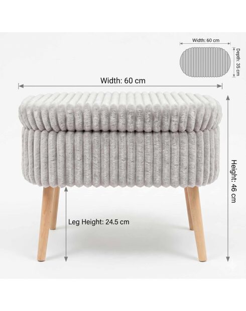 Mini Oslo bankje Linnen grijs - B. 60 cm x H. 46 cm x D. 35 cm