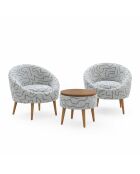 Ensemble 2 fauteuils et table basse 3 pièces Lida Weave Bleu foncé blanc