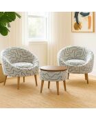 Ensemble 2 fauteuils et table basse 3 pièces Lida Weave Bleu foncé blanc