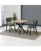 Juego de mesa de comedor y 2 sillas Elma de color verde nogal de 3 piezas
