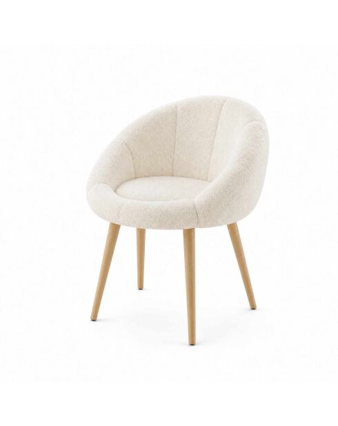 Fauteuil Marguerite blanc/noyer - l. 70 cm x H. . 110 cm x P. 70 cm