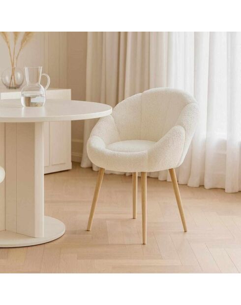 Fauteuil Marguerite blanc/noyer - l. 70 cm x H. . 110 cm x P. 70 cm