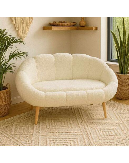 Weißes 2-Sitzer-Sofa Lida - L. 130 cm x H. 105 cm x T. 50 cm