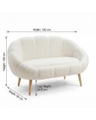 Lida witte 2-zitsbank - l. 130 cm x H. 105 cm x D. 50 cm