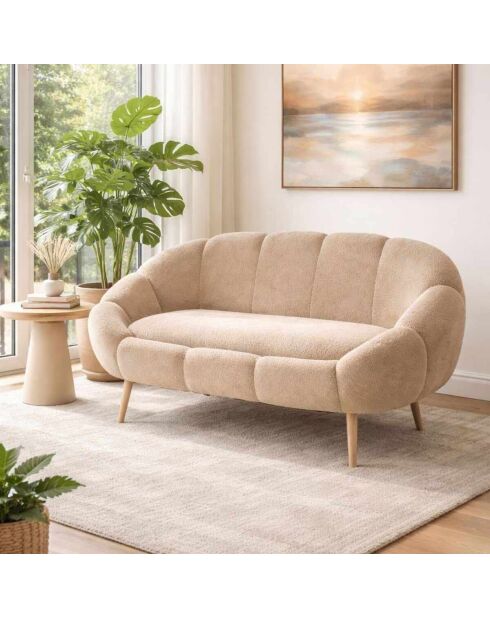 Beiges 2-Sitzer-Sofa Lida - L. 130 cm x H. 105 cm x T. 50 cm