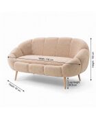 Beiges 2-Sitzer-Sofa Lida - L. 130 cm x H. 105 cm x T. 50 cm
