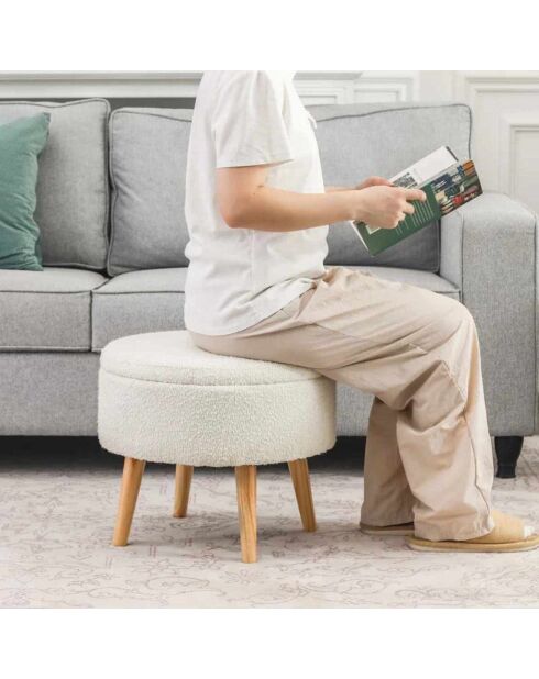 Pouf Berlin Wellsoft blanc - D . 45 cm x 3 cm x H . 24.5 cm