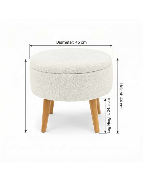Pouf Berlin Wellsoft blanc - D . 45 cm x 3 cm x H . 24.5 cm