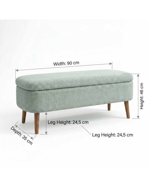 Banc Lin Oslo vert - l . 90 cm x H. . 46 cm x P. 35 cm