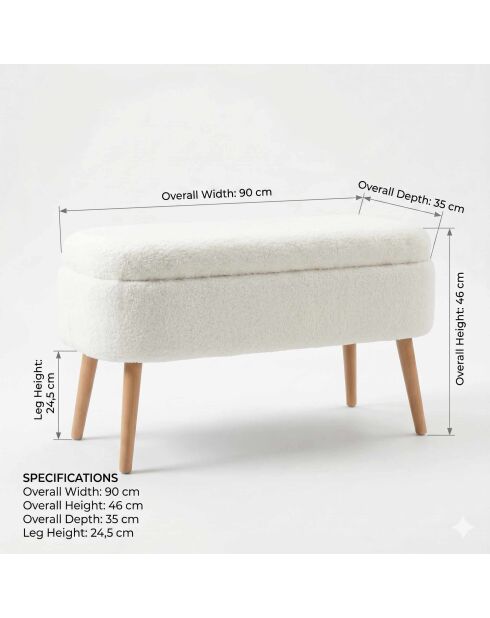 Banc Oslo Wellsoft blanc - l . 90 cm x H. 46 cm x P. 35 cm