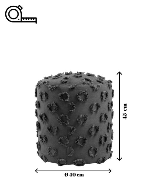 Petit pouf Astrid anthracite - l.40 cm x H. 45 cm x P. 40 cm