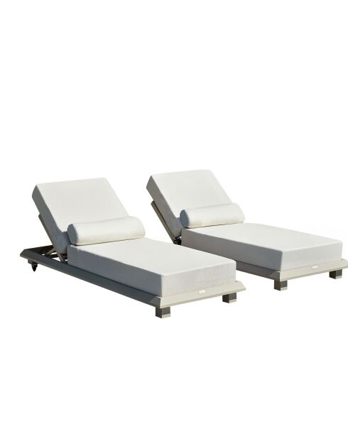 Chaise longue de jardin Pera beige - l . 70 cm  x H. . 36 cm  x P. 212 cm