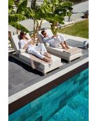 Chaise longue de jardin Pera beige - l . 70 cm  x H. . 36 cm  x P. 212 cm