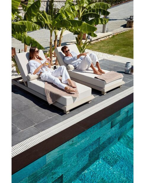 Chaise longue de jardin Pera beige - l . 70 cm  x H. . 36 cm  x P. 212 cm