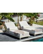 Chaise longue de jardin Pera beige - l . 70 cm  x H. . 36 cm  x P. 212 cm