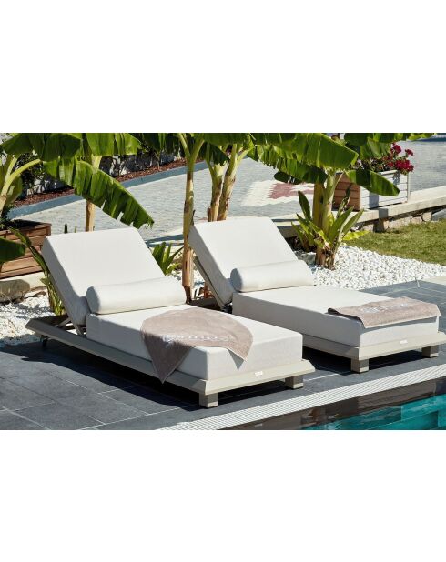 Chaise longue de jardin Pera beige - l . 70 cm  x H. . 36 cm  x P. 212 cm