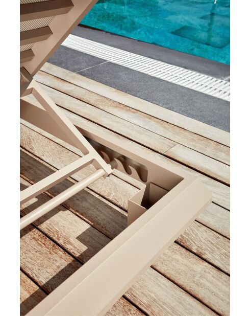 Chaise longue de jardin Pera beige - l . 70 cm  x H. . 36 cm  x P. 212 cm