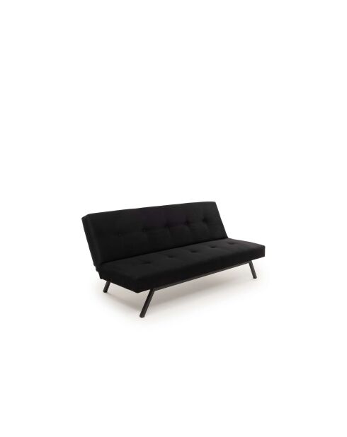 Sofá cama negro de 3 plazas Zola - 78 cm x 64 cm x 180 cm