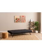 Divano letto a 3 posti Zola nero - 78 cm x 64 cm x 180 cm