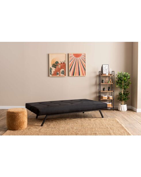 Sofá cama negro de 3 plazas Zola - 78 cm x 64 cm x 180 cm