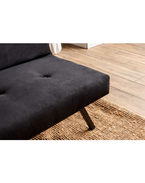 Sofá cama negro de 3 plazas Zola - 78 cm x 64 cm x 180 cm