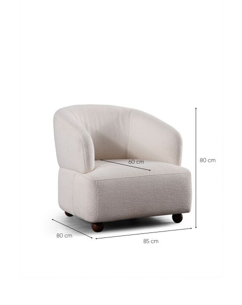 Fauteuil Rena blanc - L. 85 cm x l. 80 cm x H 80 cm