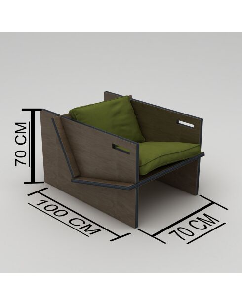 Fauteuil Gagnant noir vert - l. 74 cm x H. 57 cm x P. 92 cm