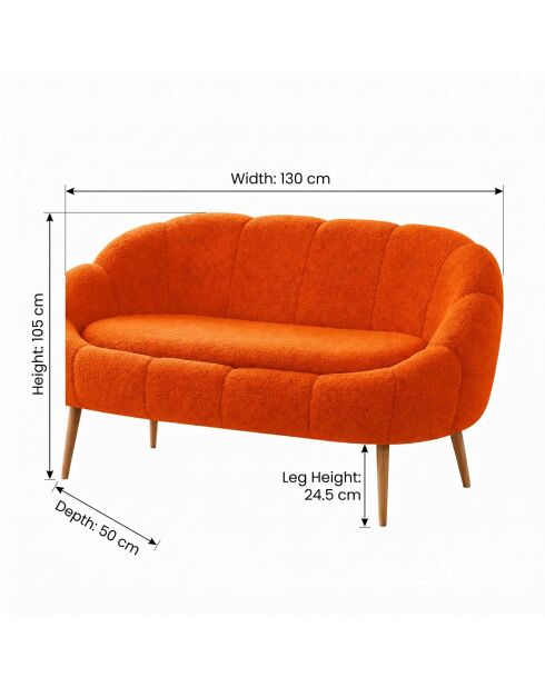 Divano a 2 posti Lida arancione - l. 130 cm x H. 105 cm x P. 50 cm
