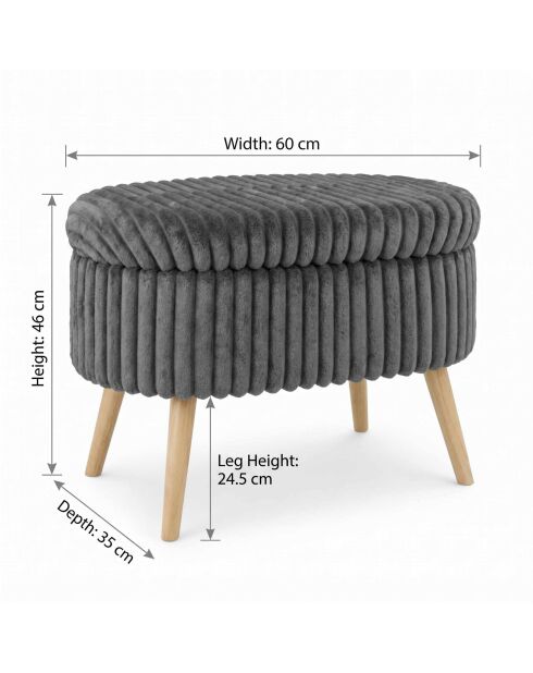 Banc Mini Oslo Linen anthracite - l. 60 cm x H. 46 cm x P. 35 cm